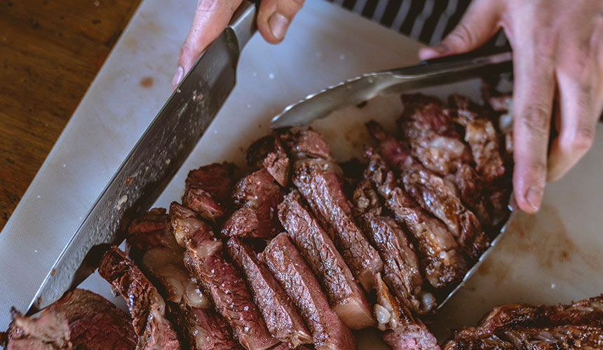 carne cuchillo pinzas