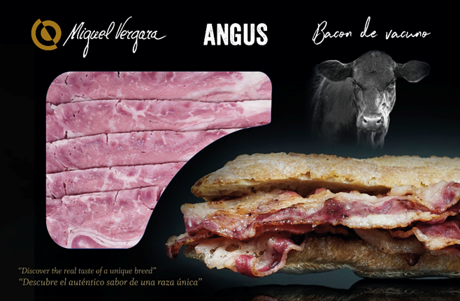 Estuchado de Bacon Angus con sello Miguel Vergara loncheado